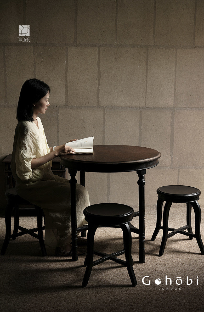 [賦山敘 x Gohobi] Gohobi Wabi-Sabi Teak Wood Tea Table – Round Solid Wood Tea Table