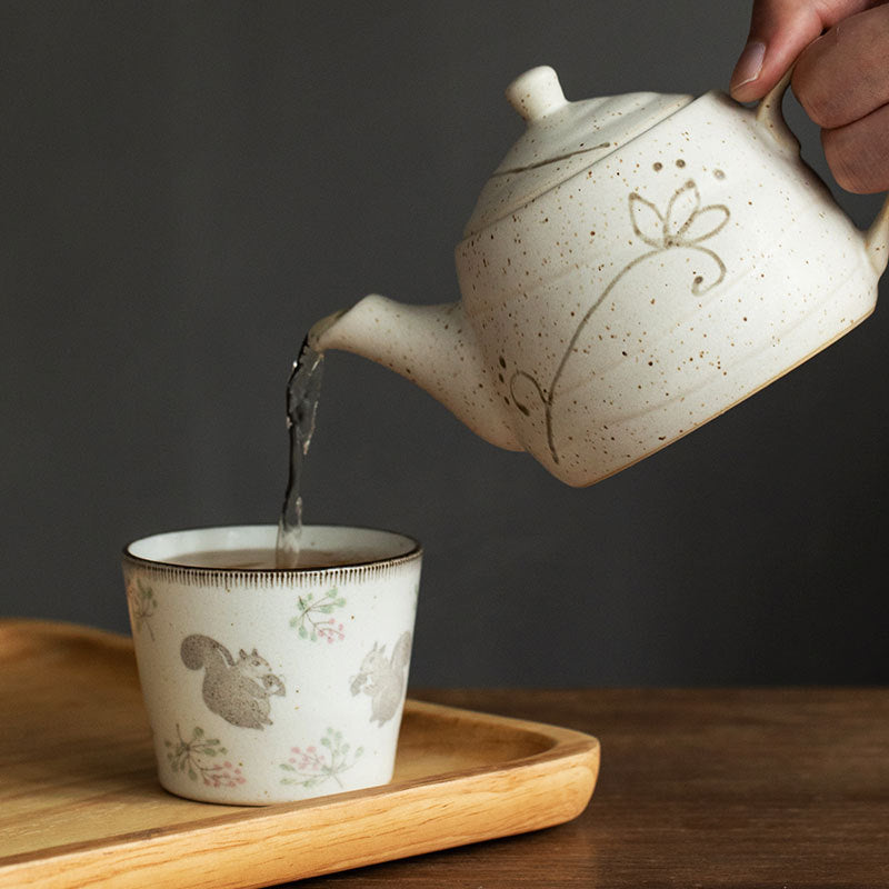 Gohobi Japanese Mino-Fired Squirrel Swallow Ceramic Cups and mugs [Made In Japan]