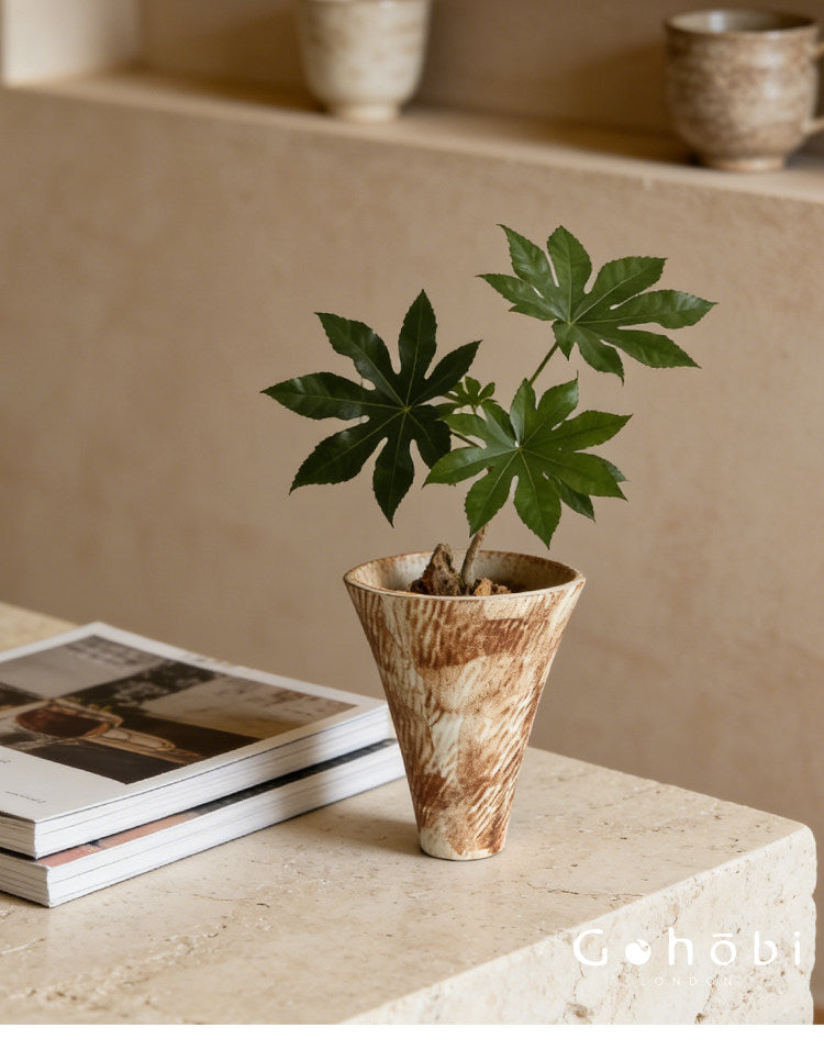 Gohobi Japanese Ikebana Ceramic Flower Pot – Jingdezhen Wabi-Sabi Desktop Planter