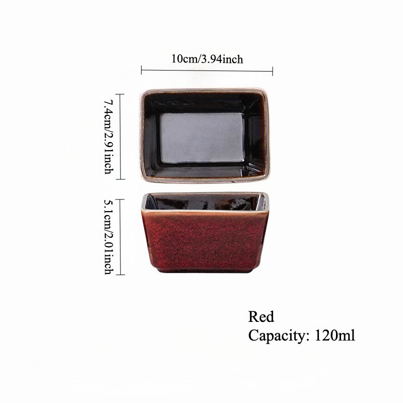 Gohobi Iridescent Kiln-Change Rectangular Ceramic Sauce Bowl