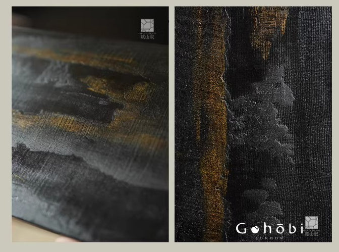 [賦山敘 x Gohobi] Gohobi Black Gold Lacquer Tea Tray – Handmade Ginkgo Wood Dry Brew Tea Tray Wabi Sabi Style