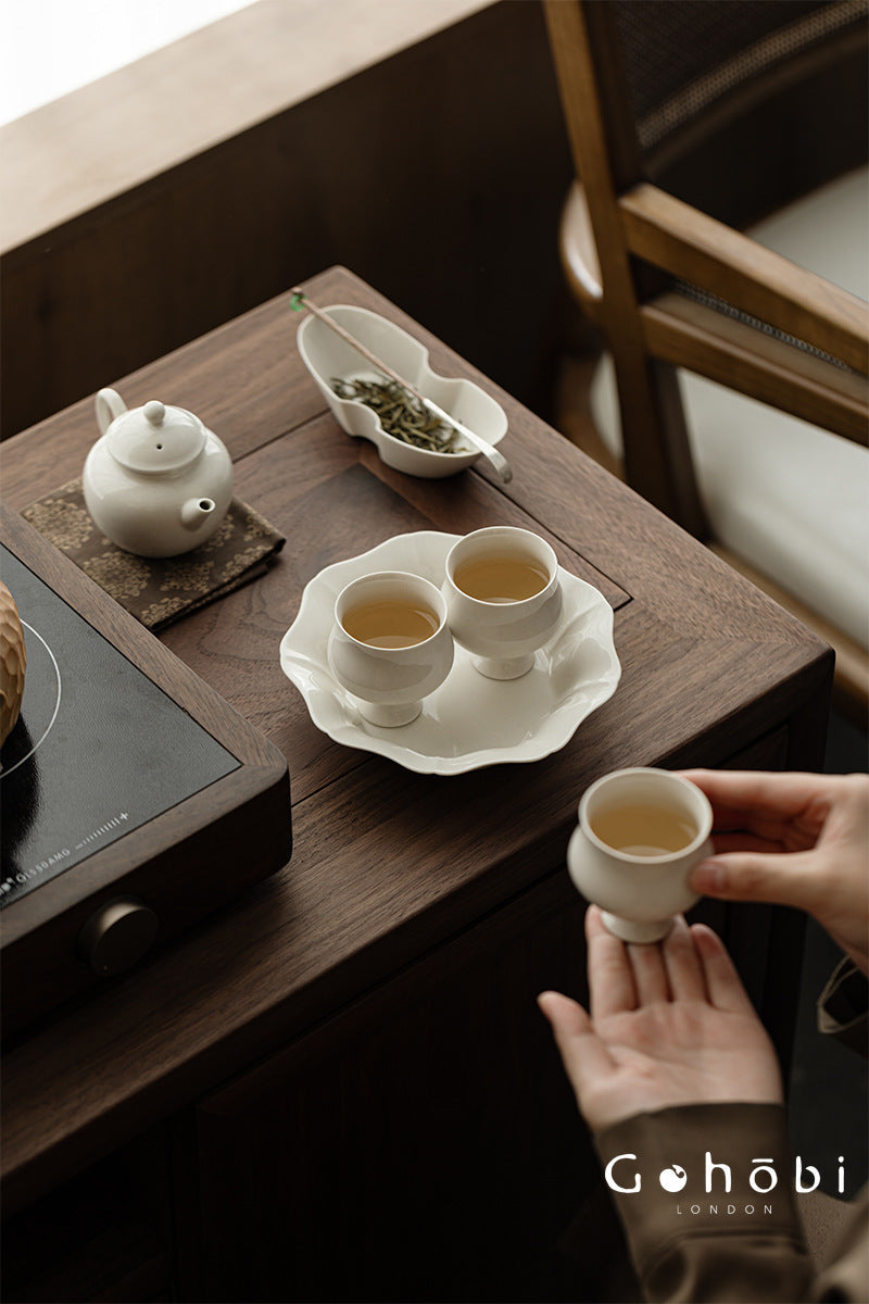 Gohobi Wood Ash Glaze High Foot Teacup – Song Style Bergamot Gongfu Master Cup