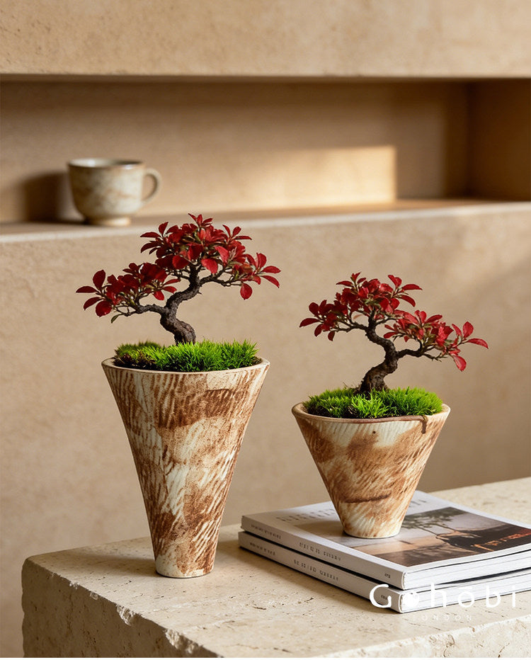 Gohobi Japanese Ikebana Ceramic Flower Pot – Jingdezhen Wabi-Sabi Desktop Planter