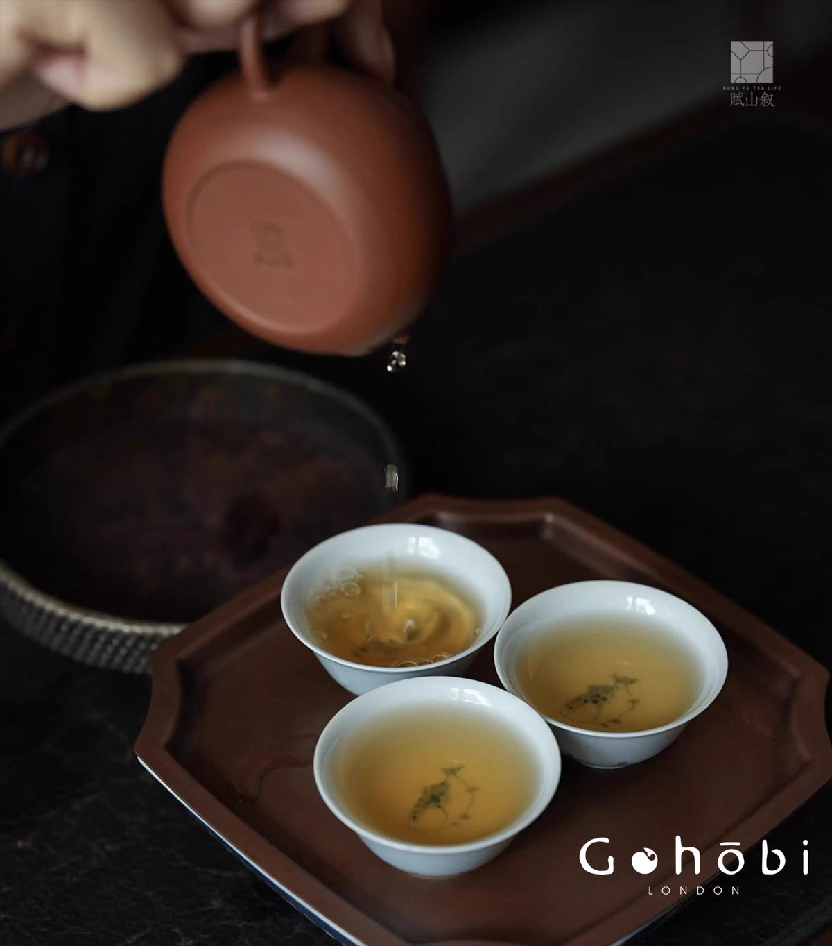 [賦山敘 x Gohobi] Gohobi Jingdezhen Hand-Painted Mandarin Fish Teacup – Blue on Blue Ceramic Gongfu Guest Cup