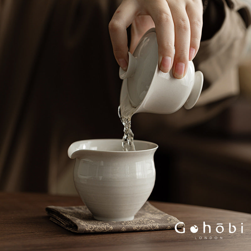 Gohobi Plant Ash Glaze High Foot Gaiwan – Song Style Handmade Literati Tea Bowl