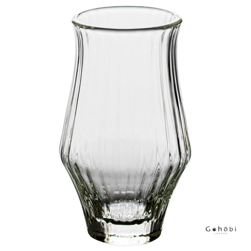 Gohobi Handmade Striped Glass Aroma Tea Cup --Ideal for Matcha, Lattes & Desserts