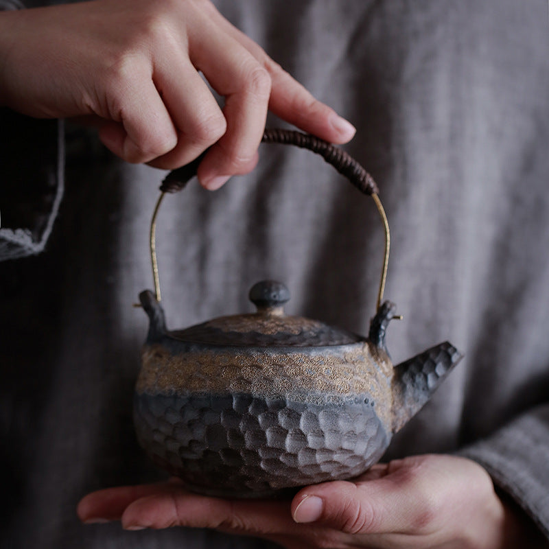Gohobi Handmade Golden Black Large Teapot