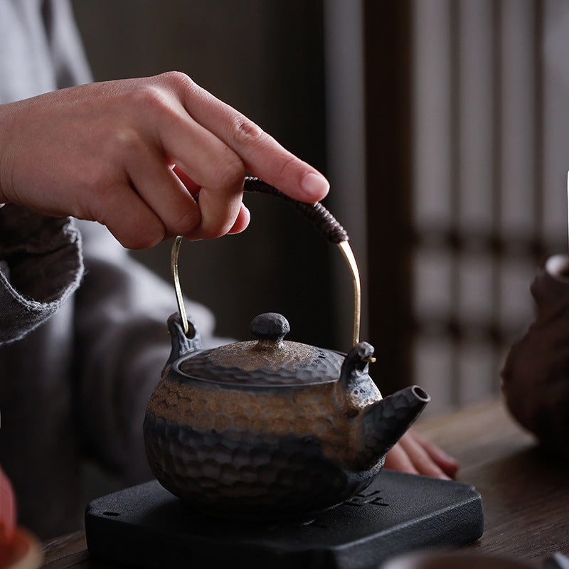 Gohobi Handmade Golden Black Large Teapot