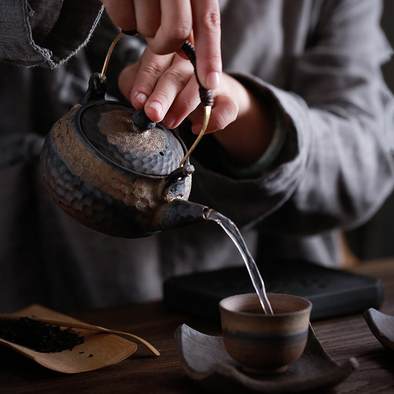 Gohobi Handmade Golden Black Large Teapot