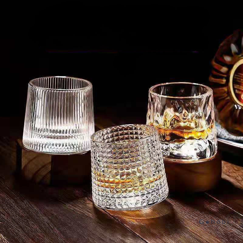 Gohobi Handmade Rotating Glass Tumbler –  Glass for Bar & Home