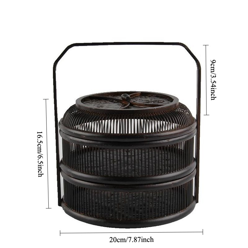 Gohobi Antique Style Bamboo Woven Basket – Lacquered Covered Storage Basket for Travel