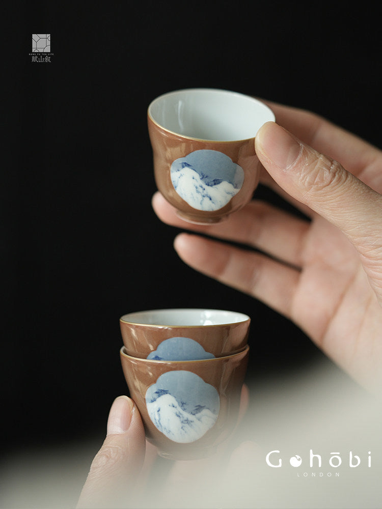 [賦山敘 x Gohobi] Gohobi Jingdezhen Hand-Painted Blue and White Teacup – Begonia Snow View Fulu Guest Cup