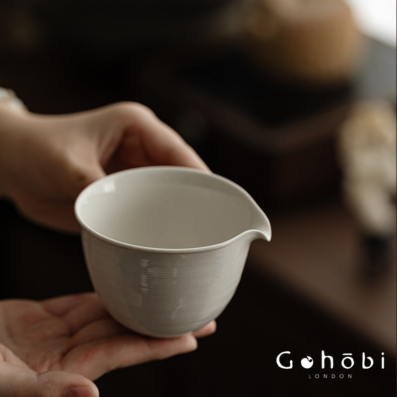 Gohobi Glass Fair Cup with Wood Ash Ceramic Base – Gongfu Tea Pitcher Tea Sea