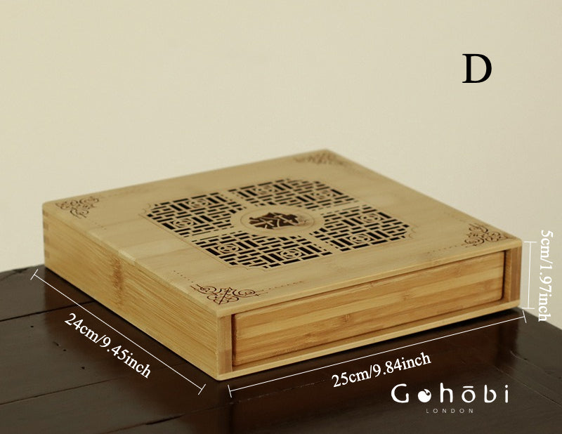 Gohobi Bamboo Pu’er Tea Tray – Multi-Layer Drawer Style Gongfu Tea Tray