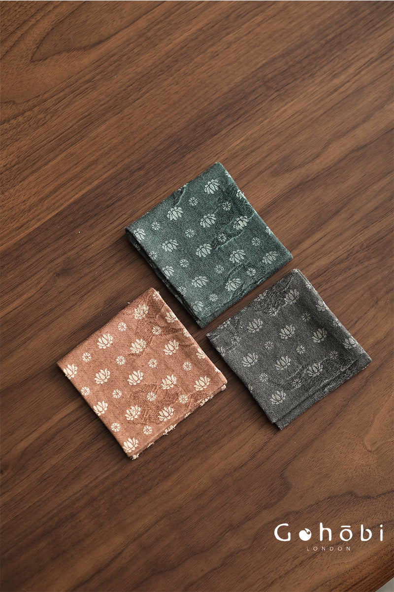 Gohobi Retro Lotus Tea Towel – Thick Absorbent Zen Tea Cloth for Tea Table