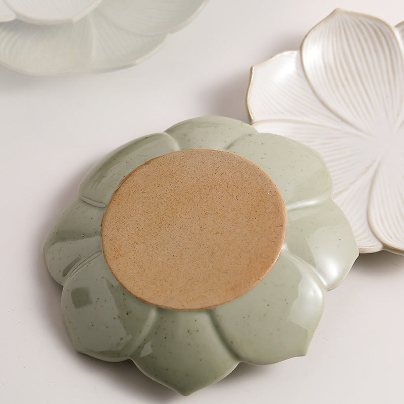Gohobi Ceramic Lotus Plate Teapot Tray