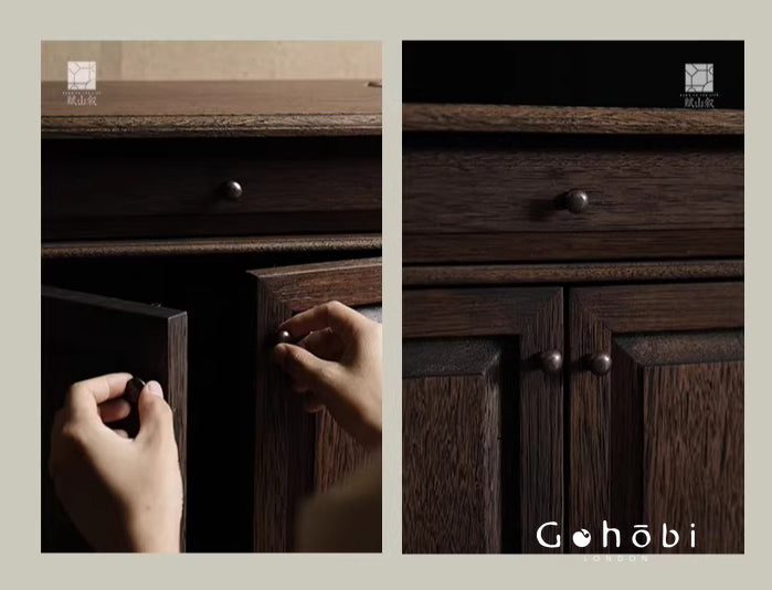 [賦山敘 x Gohobi] Gohobi Shanghai Style Teak Tea Cabinet – Solid Wood Retro Tea Table Side Cabinet
