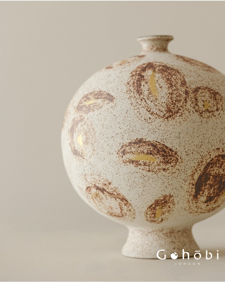 Gohobi Wabi-Sabi Sand Texture Large Vase – Handmade Jingdezhen Ceramic Flower Vessel