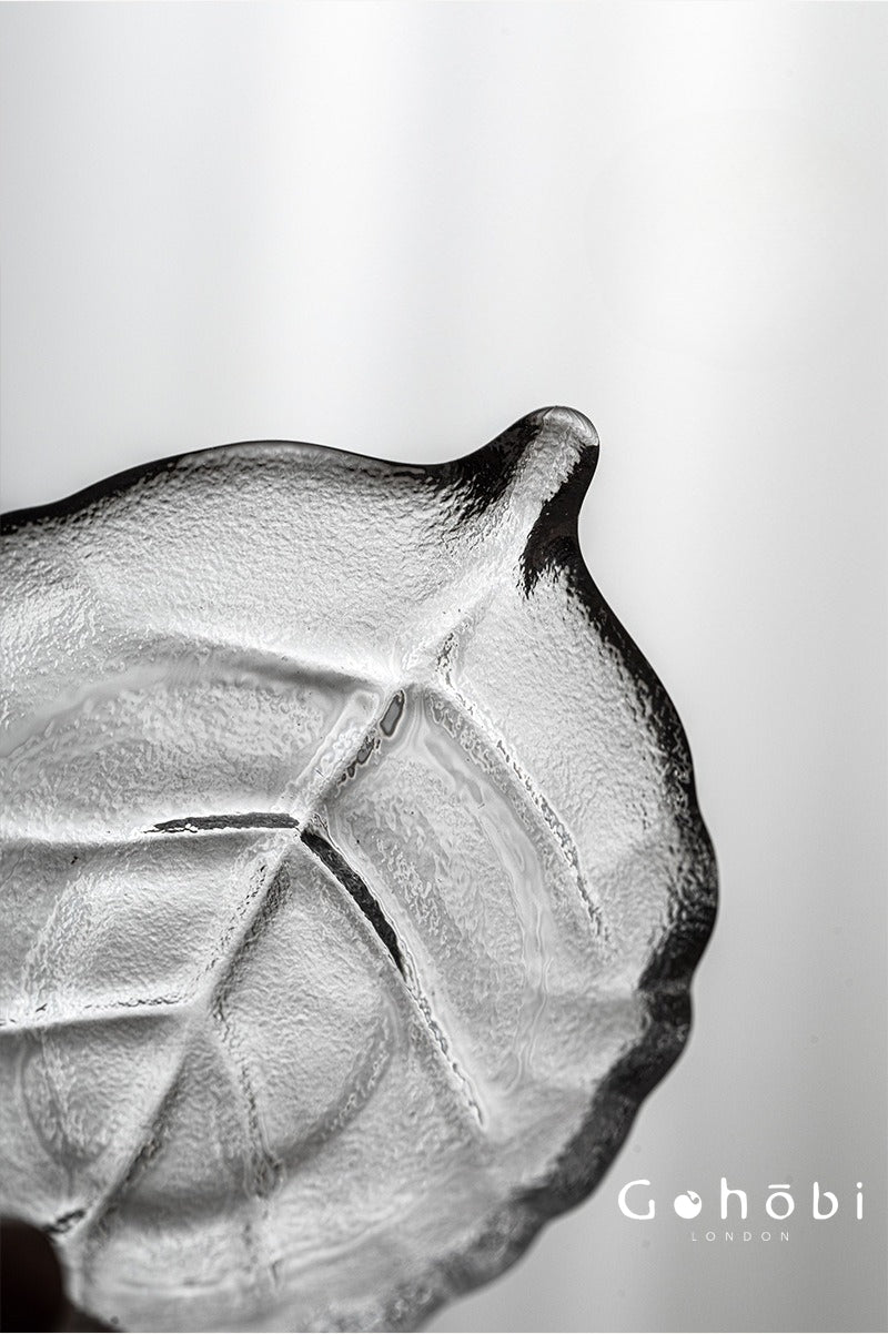 Gohobi Crystal Glass Leaf Tea Holder – Zen Leaf Tea Lotus Presentation Dish