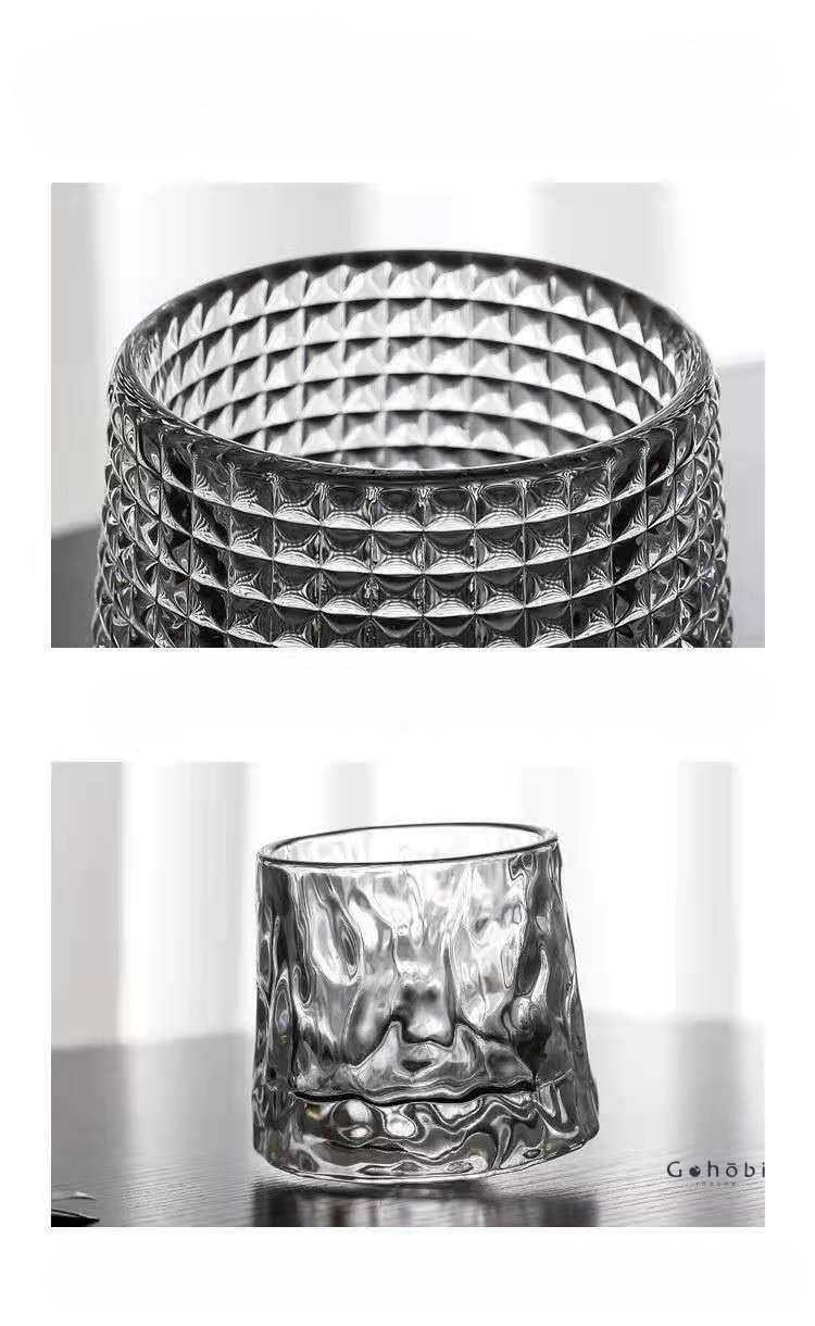 Gohobi Handmade Rotating Glass Tumbler –  Glass for Bar & Home