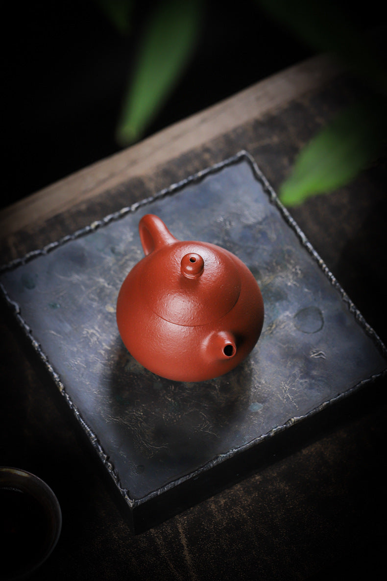 Gohobi Handmade Yixing Red Zisha Clay Teapot – 150ml Handmade Original Ore Raw Zhuni Clay Wen Dan Style Teapot with Built-in Filter, Small Gongfu Purple Clay Teaware
