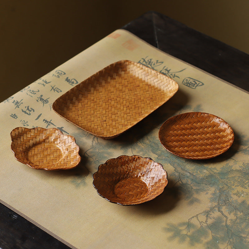 Gohobi Handmade Bamboo Cup Coasters Placemats – Rattan Tea Coaster Heat Insulation Pad