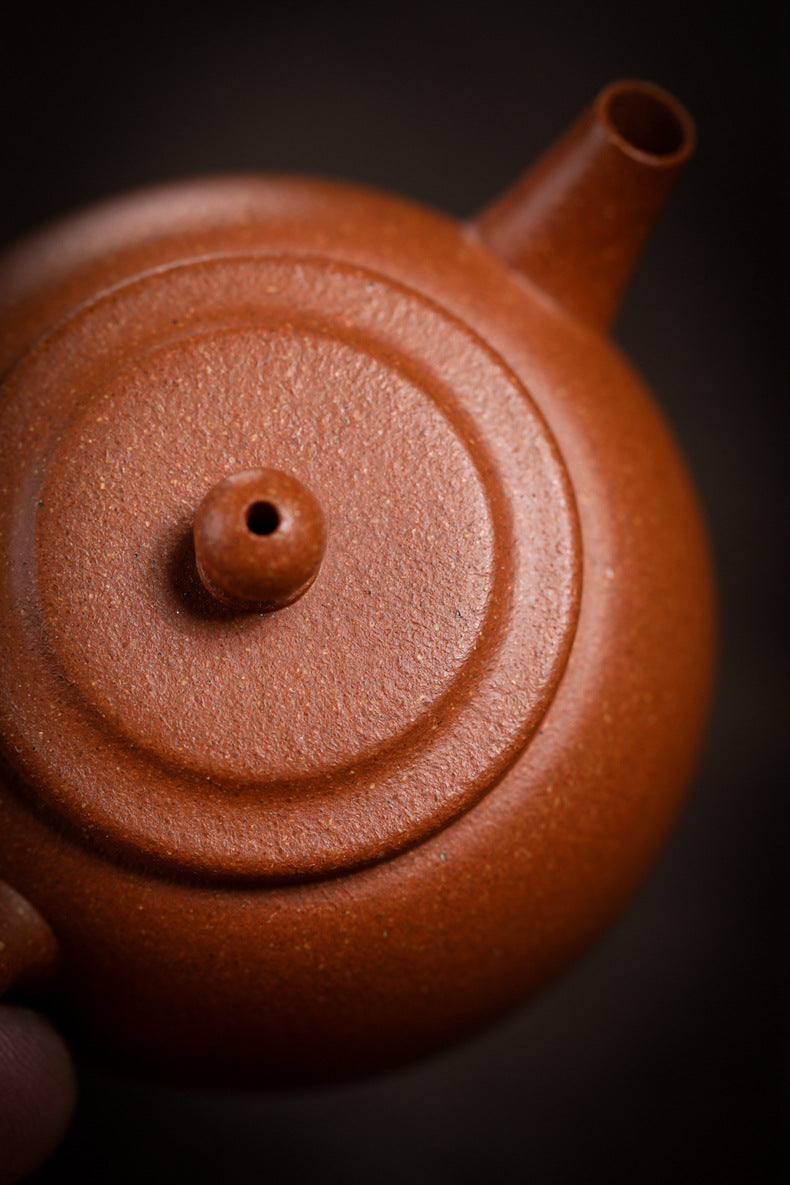 Gohobi Handmade Yixing Zisha Sandy Purple Clay Teapot – 120ml Original Ore Jin Jiangpo Clay, Handmade Thin Body with Built-in Filter, Da Bin Huai Yue Style Small Gongfu Teapot