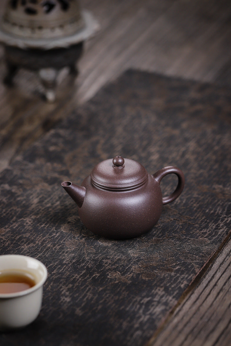 Gohobi Handmade Yixing Celadon Zisha Clay Teapot – 110ml Handmade Tianqing Paozun Shui Ping Teapot, Thin Body with Built-in Filter, Original Ore Purple Clay Teaware