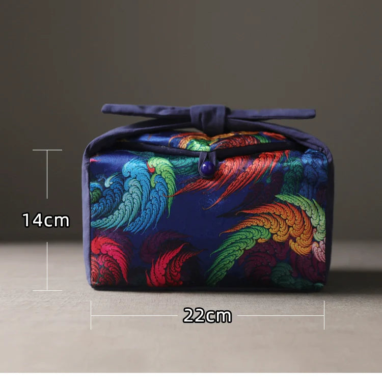 Gohobi Large Colourful Silk Teaware Storage Travel Bag Shifuku