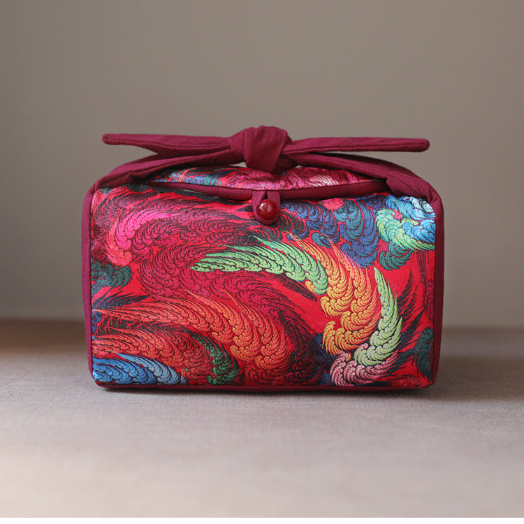 Gohobi Large Colourful Silk Teaware Storage Travel Bag Shifuku