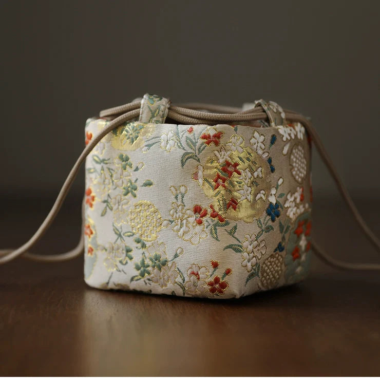 Gohobi Colourful Brocade Teaware Storage Travel Bag Shifuku