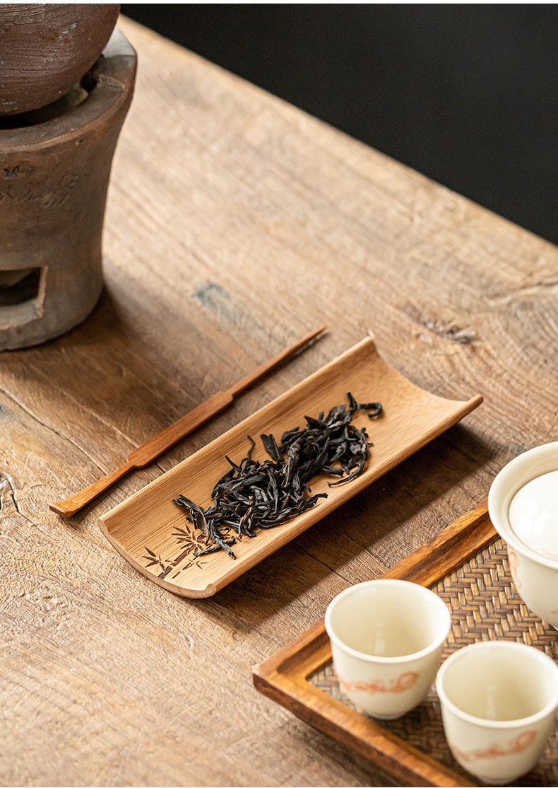 Gohobi Retro Bamboo Chaze Tea Tool Set – Handmade Chinese Tea Lotus Scoop, Teaspoon & Tea Needle Three-Piece Set