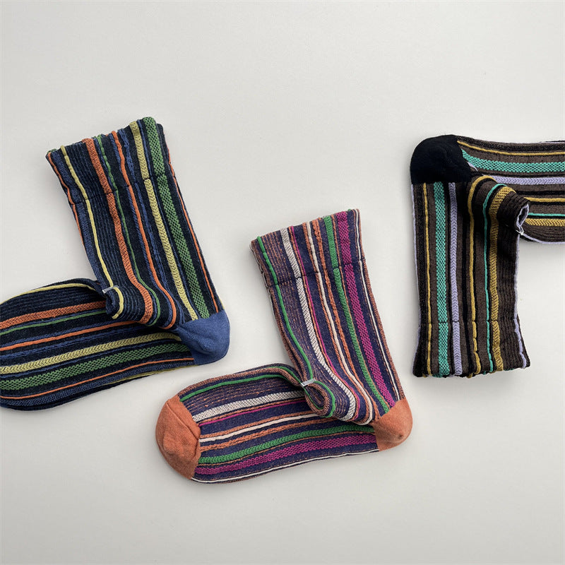 Gohobi Colorful Striped Mid-Calf Socks