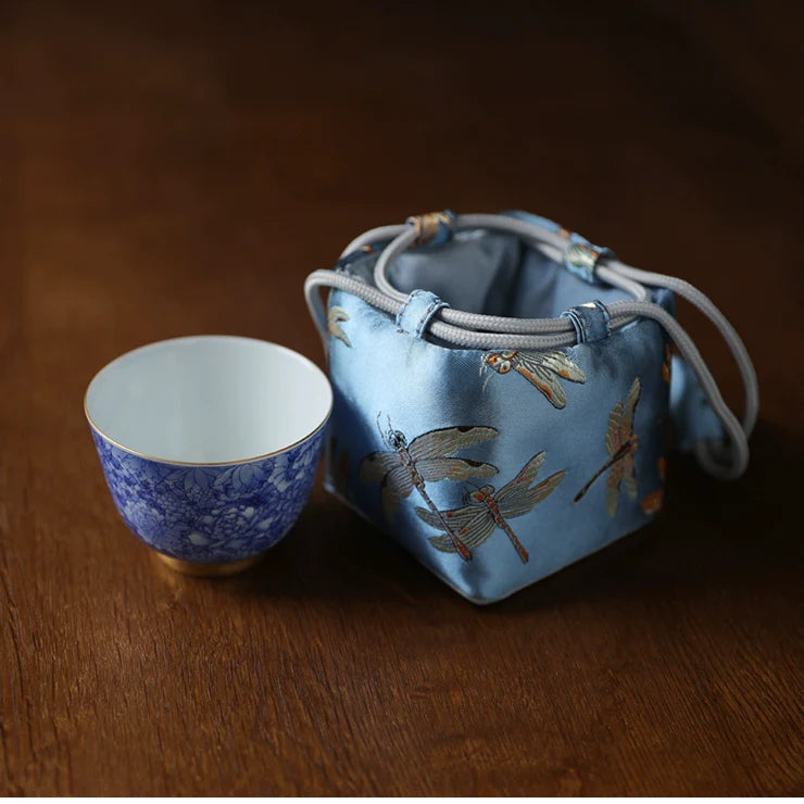 Gohobi Colourful Brocade Teaware Storage Travel Bag Shifuku