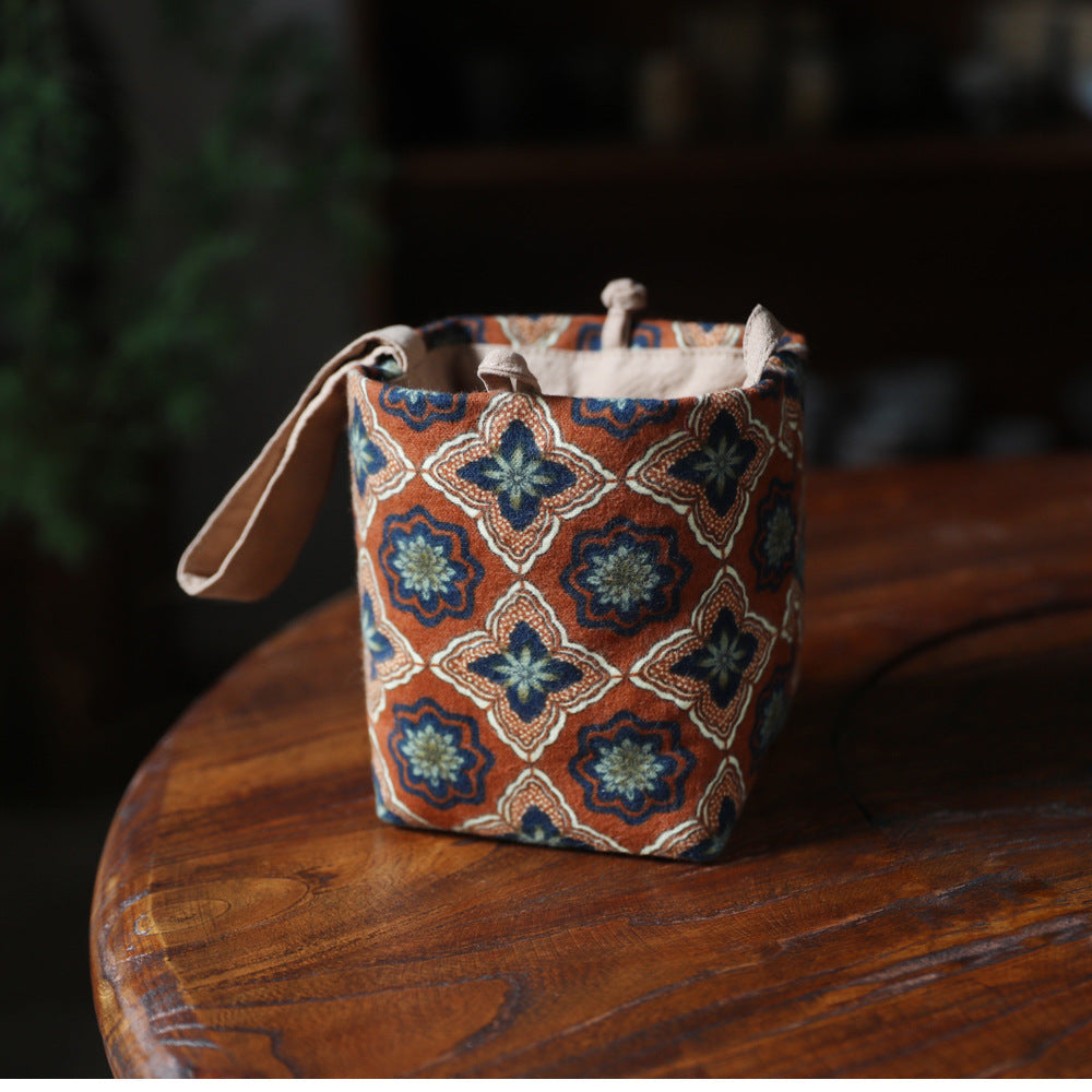 Gohobi Floral Old Pattern Teaware Storage Travel Bag Shifuku