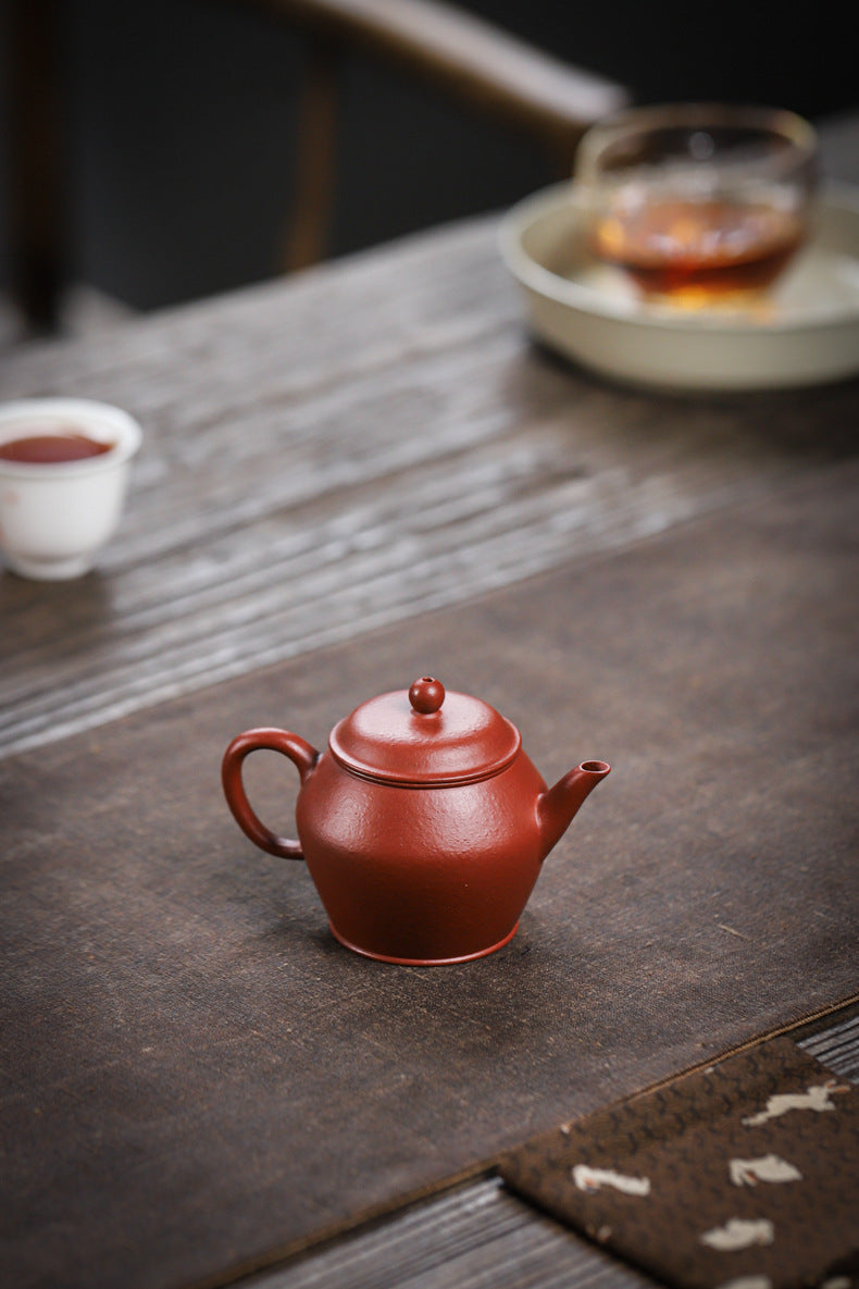 Gohobi Handemade Yixing Red Zisha Clay Teapot – 100ml Original Ore Zhuni, Traditional Weng-Style, Thin Body, Built-in Filter, Handmade Gongfu Teapot