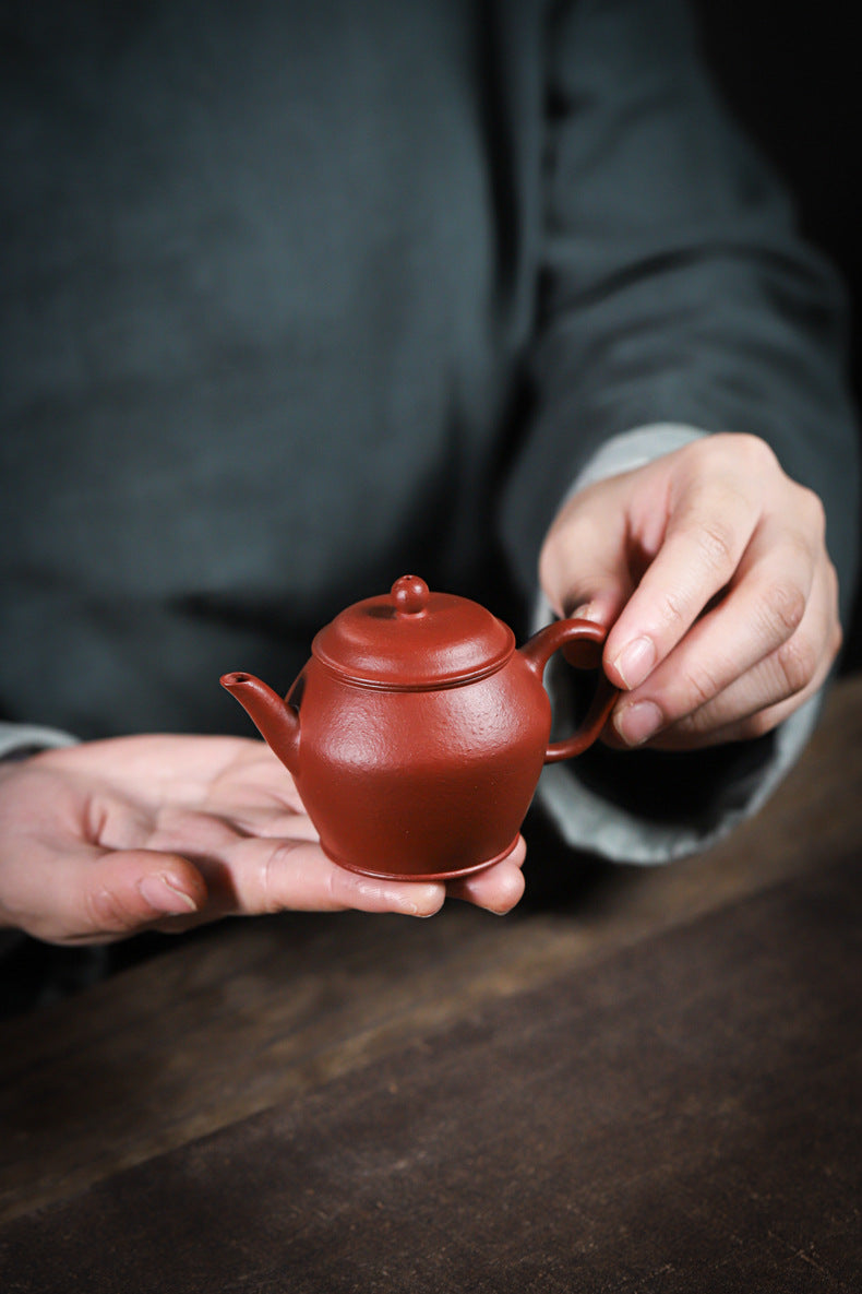 Gohobi Handemade Yixing Red Zisha Clay Teapot – 100ml Original Ore Zhuni, Traditional Weng-Style, Thin Body, Built-in Filter, Handmade Gongfu Teapot