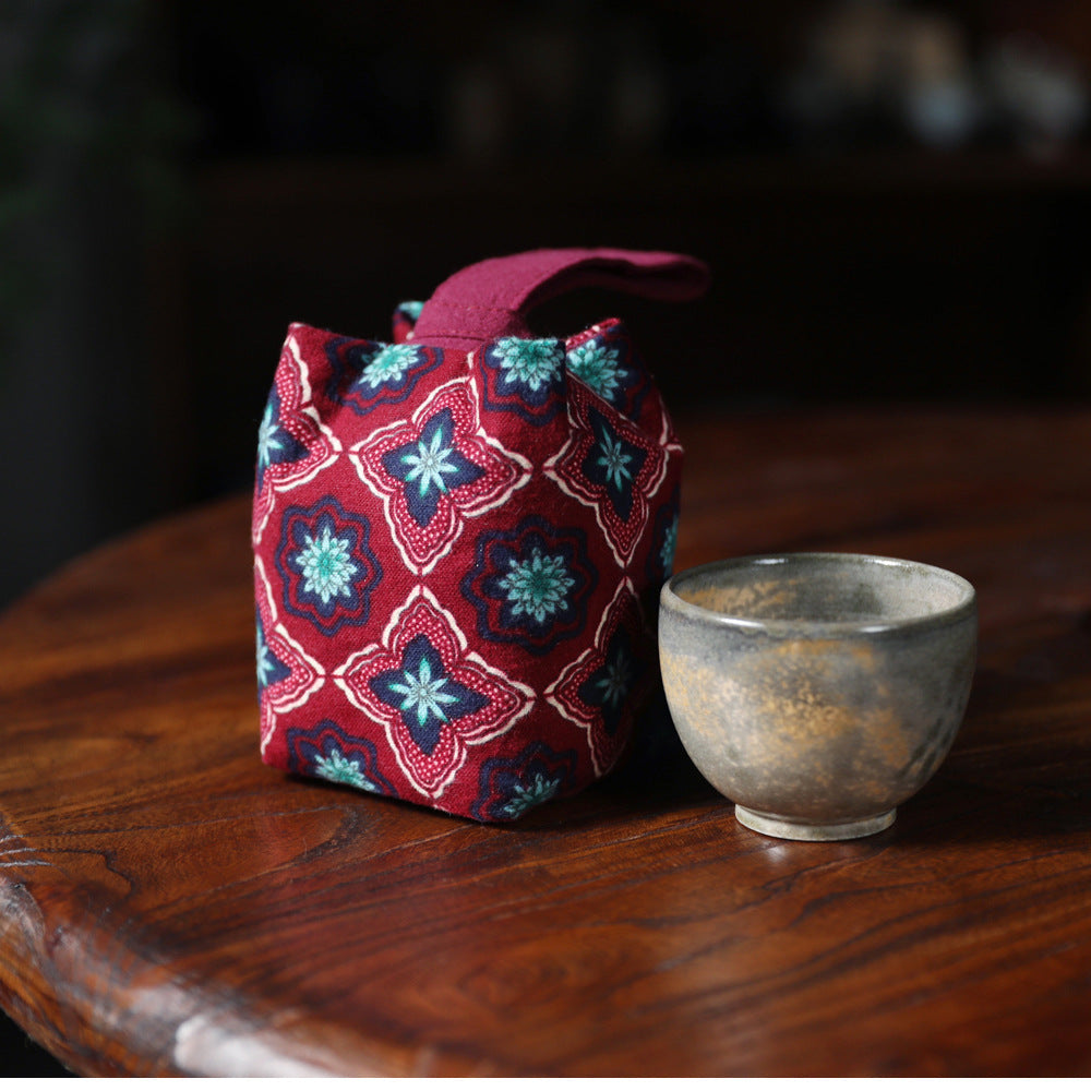 Gohobi Floral Old Pattern Teaware Storage Travel Bag Shifuku