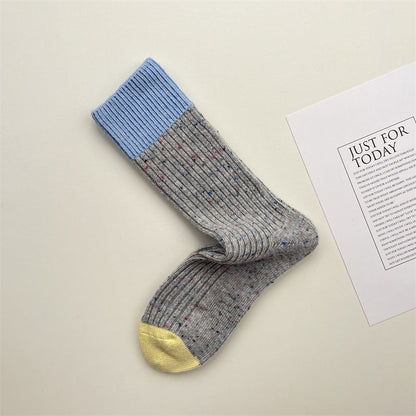 Gohobi Contrast Wool-Blend Thick Knit Socks