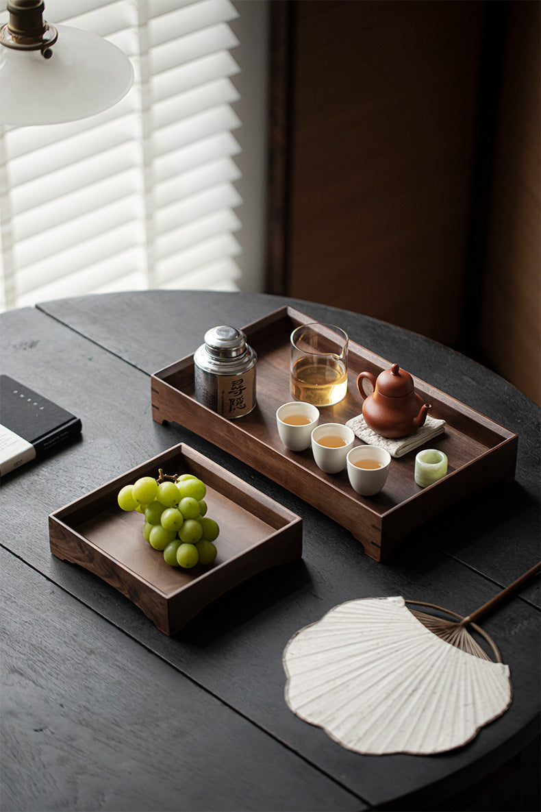 Gohobi Japanese-style Wabi-Sabi Walnut Serving Tray 010