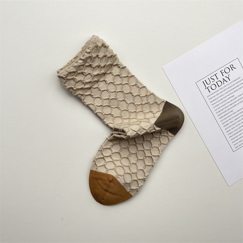 Gohobi Geometric Embossed Cotton Socks