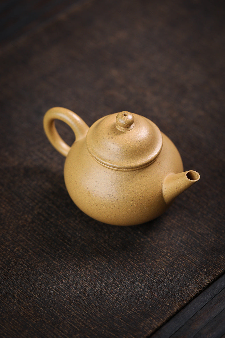 Gohobi Handmade Yixing Yellow Zisha Clay Teapot 120ml – Original Ore Huangjin Duan Clay Bala Shui Ping Teapot for Gongfu Tea Brewing