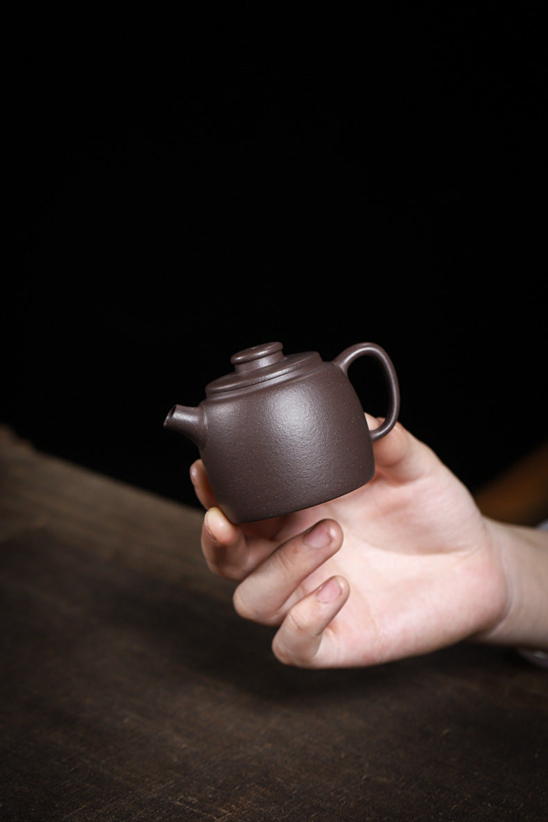Gohobi Handmade Yixing Purple Zisha Clay Teapot  – 100ml Original Ore Sky Blue Clay Xiao Julun (Small Giant Wheel) Style, Thin-Walled Gongfu Teapot with Built-in Filter