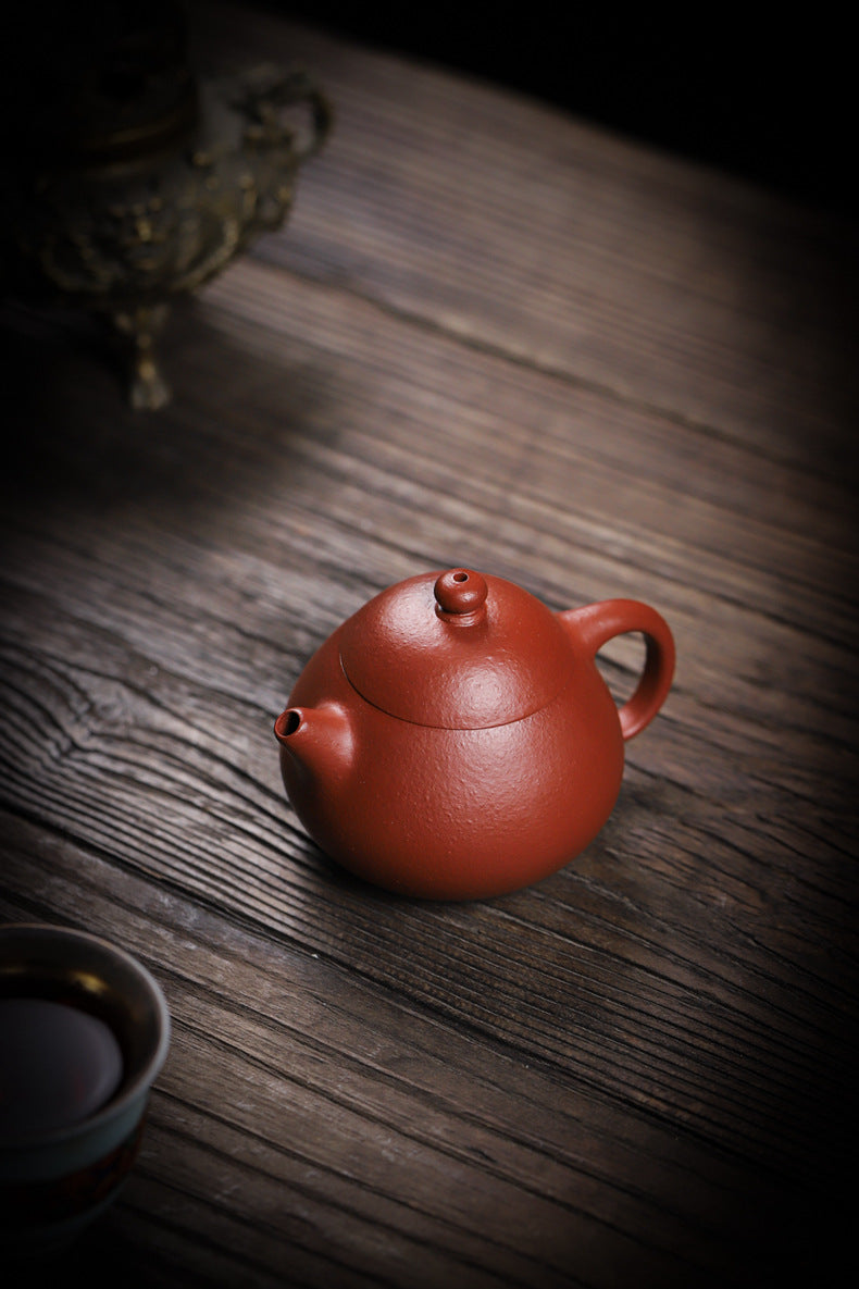 Gohobi Handmade Yixing Red Zisha Clay Teapot – 150ml Handmade Original Ore Raw Zhuni Clay Wen Dan Style Teapot with Built-in Filter, Small Gongfu Purple Clay Teaware