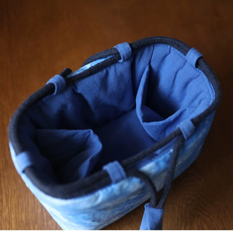 Gohobi Large Dyed Fabric Teaware Storage Travel Bag Shifuku