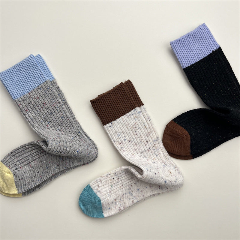 Gohobi Contrast Wool-Blend Thick Knit Socks