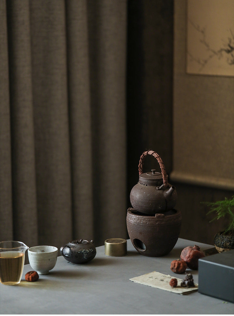 Gohobi Ceramic Alcohol Lamp Tea Stove – Handmade Old Rock Clay Tea Warmer