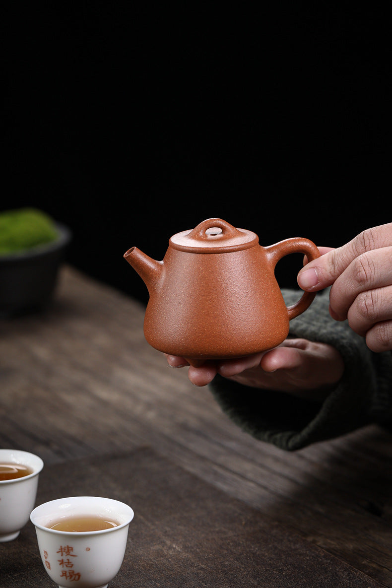Gohobi Handmade Yixing Zisha Sandy Purple Clay Teapot 150ml – Original Ore Golden Jiangpo Clay Gaoshi Piao Teapot, Lightweight Body for Gongfu Tea Brewing