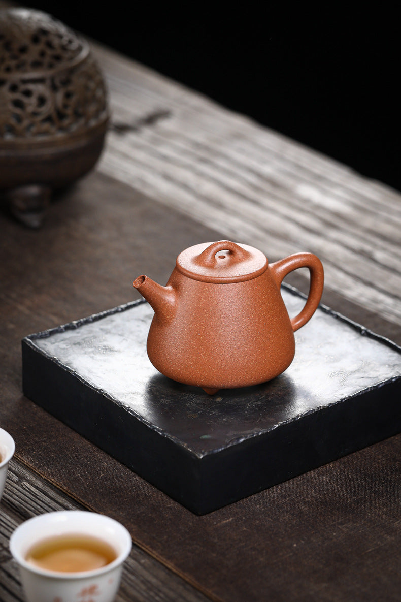Gohobi Handmade Yixing Zisha Sandy Purple Clay Teapot 150ml – Original Ore Golden Jiangpo Clay Gaoshi Piao Teapot, Lightweight Body for Gongfu Tea Brewing