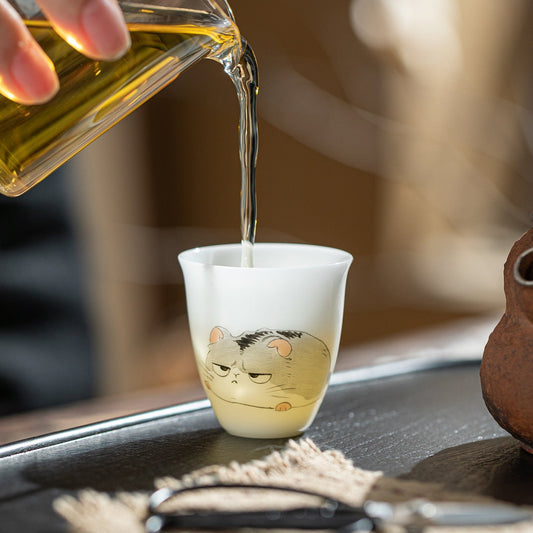 Gohobi White Jade Clay Chinese Zodiac Gongfu Tea Cup – Personal Ceramic Master Cup for Home Use and Gift